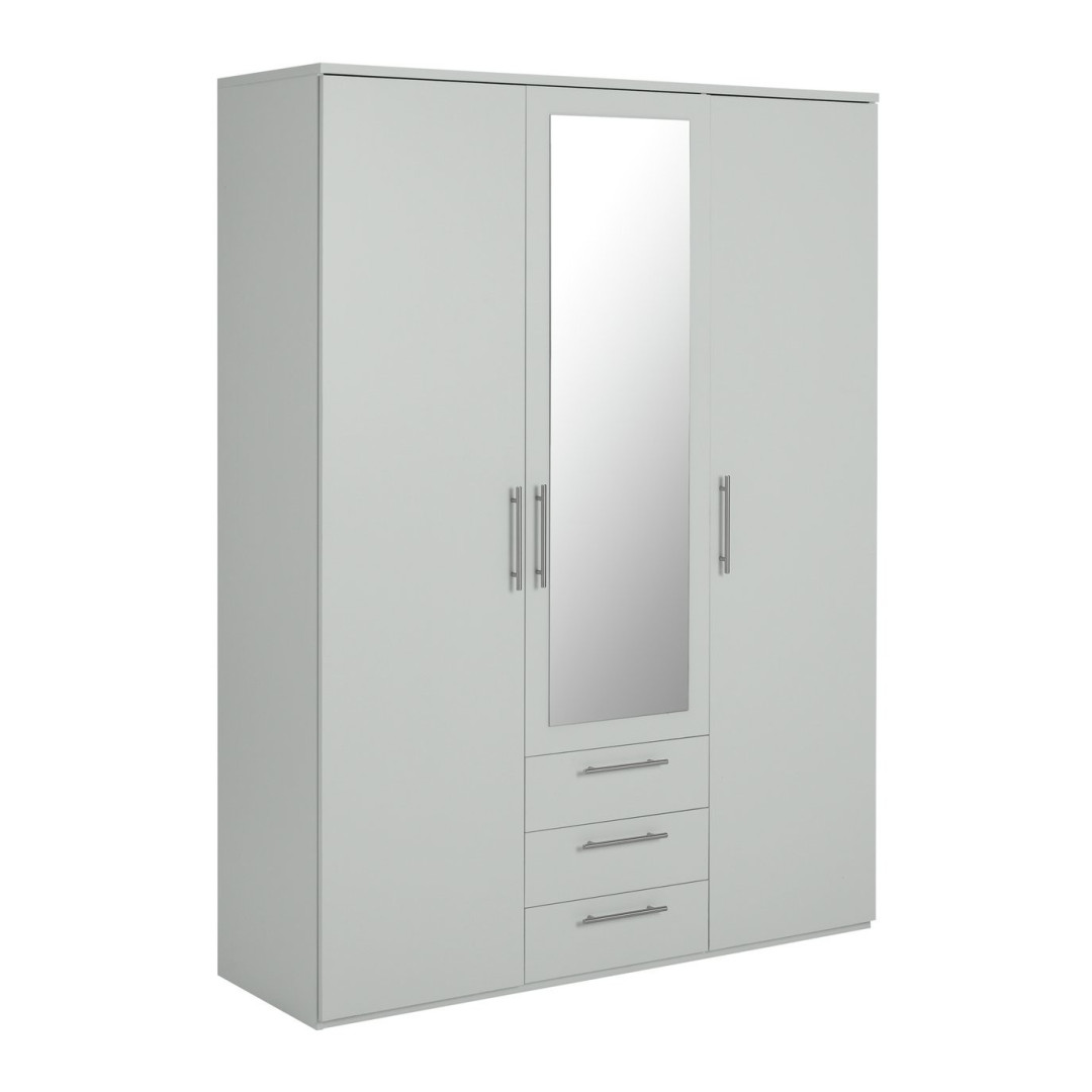 Home Brisbane 3 Door 3 Drawer Wardrobe – Grey | Sleek Neutral Aesthetic Home Brisbane 3 Door 3 Drawer Wardrobe – Grey | Sleek Neutral Aesthetic