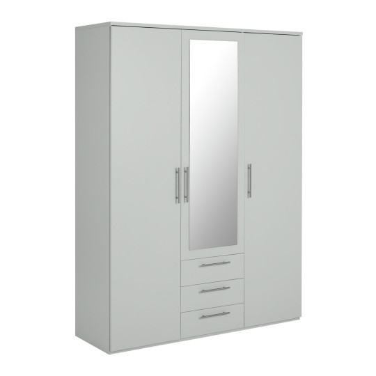 Home Brisbane 3 Door 3 Drawer Wardrobe – Grey | Sleek Neutral Aesthetic
