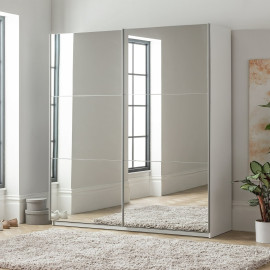 Holsted Mirrored 180cm Sliding Wardrobe - White | Closet Interior Style Storage