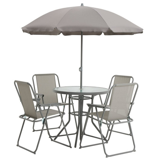 Home 4 Seater Metal Patio Set - Light Grey
