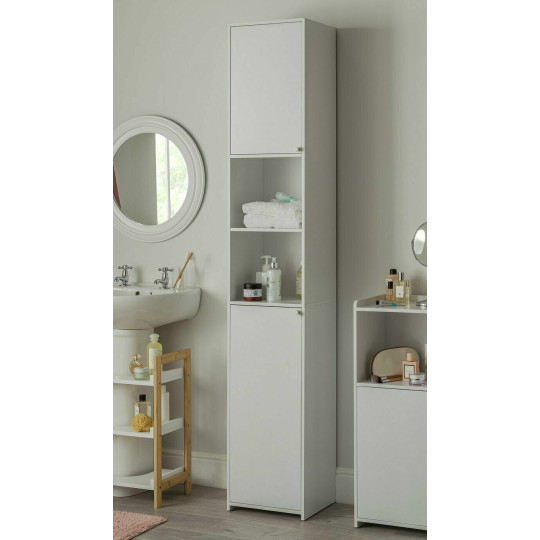 Home Prime Tallboy - White | Tall Storage Cabinet for Bathroom Bedroom Organizer