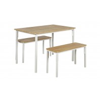 Bolitzo Table & Bench Set - Oak & White