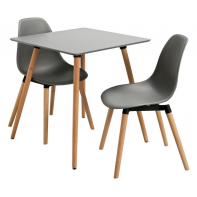 Berlin Modern Dining Table and 2 Chairs Square in Grey