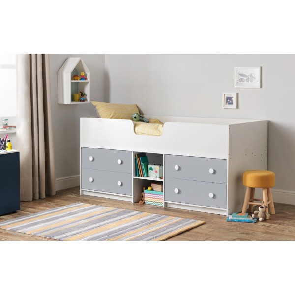 Jackson Mid Sleeper Bed Frame - White and Grey