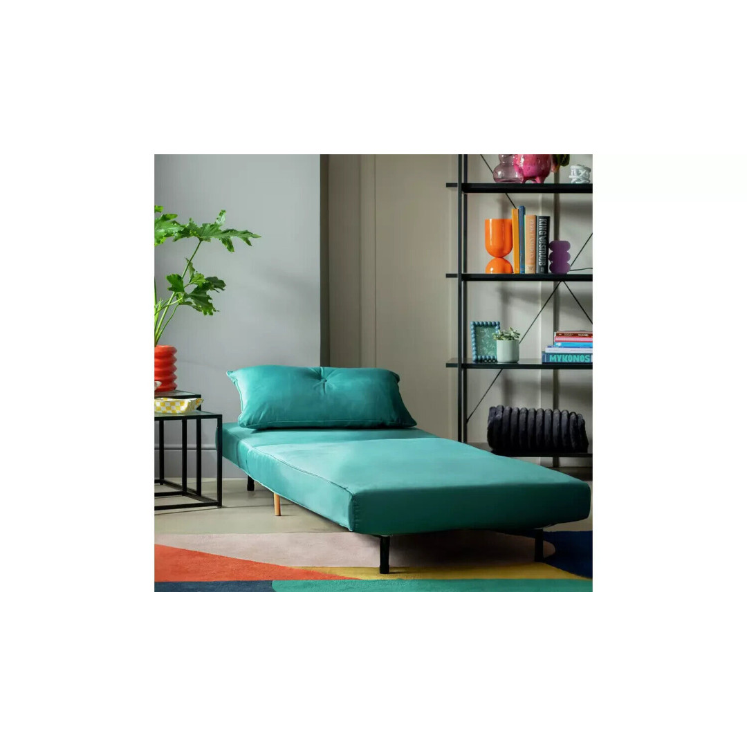 Habitat Roma Single Compact Fabric Chairbed Teal Small Sofa