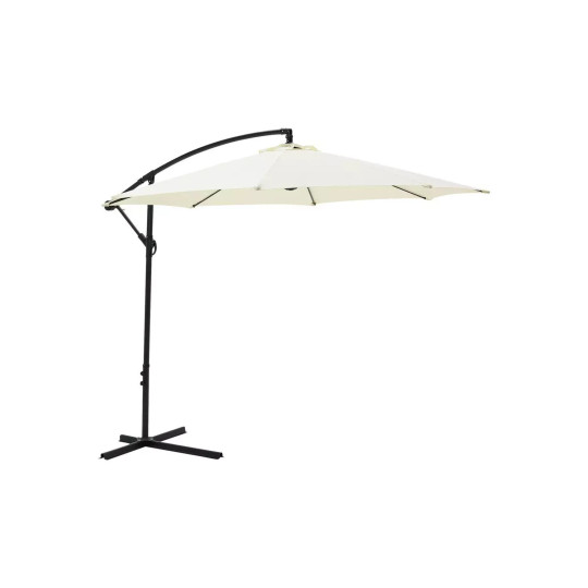 Home 3m Overhanging Garden Parasol - Cream | Outdoor Patio Sun Shade Parasol