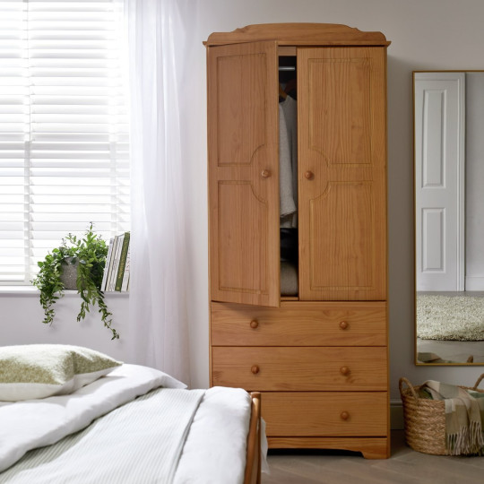 Home Nordic 2 Door 3 Drawer Wardrobe - Pine | wardrobe with drawers