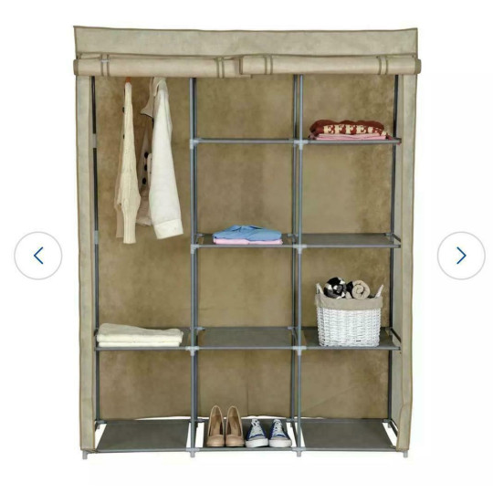 Dbl Modular Metal Framed Fabric Wardrobe - Jute