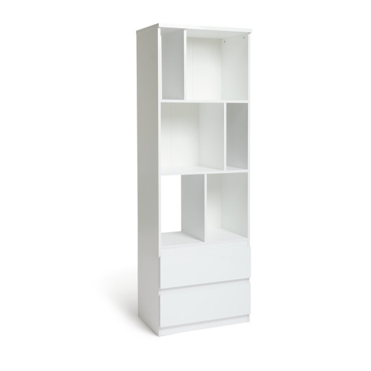 Home Jenson Narrow Bookcase - White Gloss | Slim Home Storage