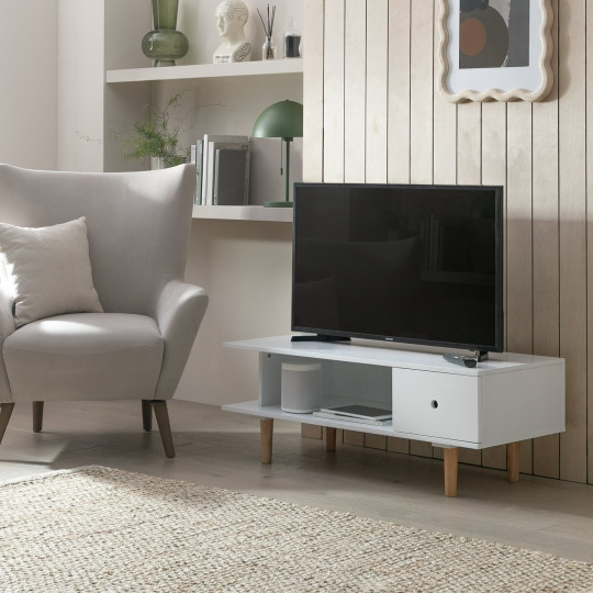 Cato 1 Drawer TV Unit - White | TV Stand with Drawer