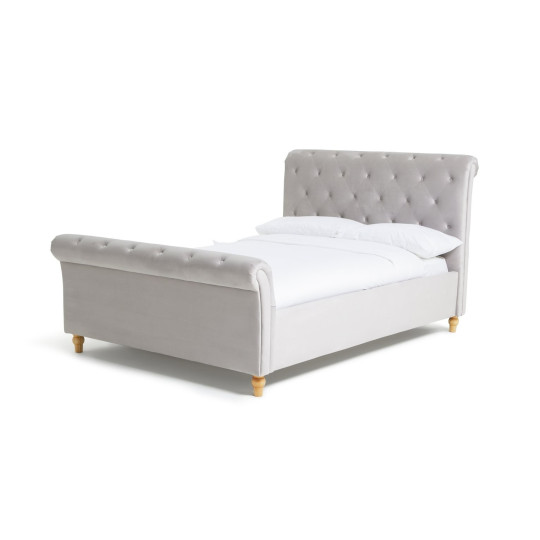 Harrogate Kingsize Velvet Bed Frame - Silver | Luxury Bedroom Style