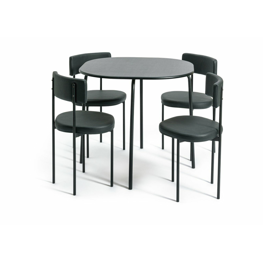Jayla Wood Effect Dining Table & 4 Black Chairs