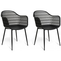 Serpa Set of 2 Plastic Garden Chairs - Black ( B Grade 8579 )