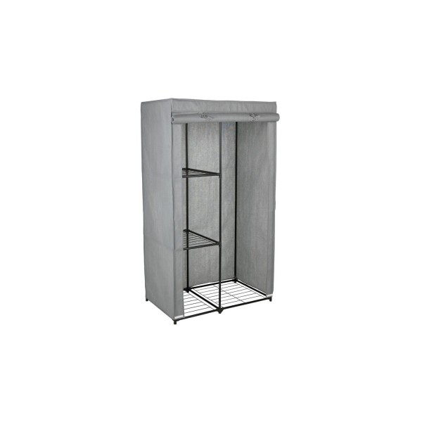 Covered Single Wardrobe with Storage - Grey