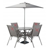 Sicily Grey Glass Garden Table and Grey Parasol Set Patio replacement table