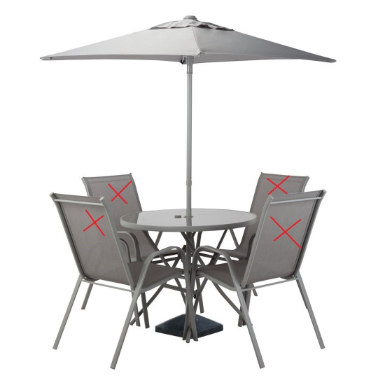 Sicily Garden Table and Parasol Set (No Chairs) - Grey