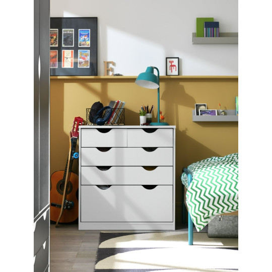 Kids Pagnell 5 Drawer Chest - White | White Chest of Drawers