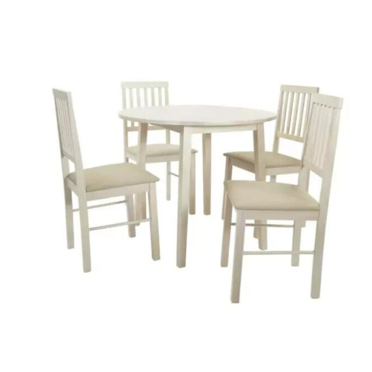 Kendal Solid Wood Extending Table & 4 Oak Chairs White Wash