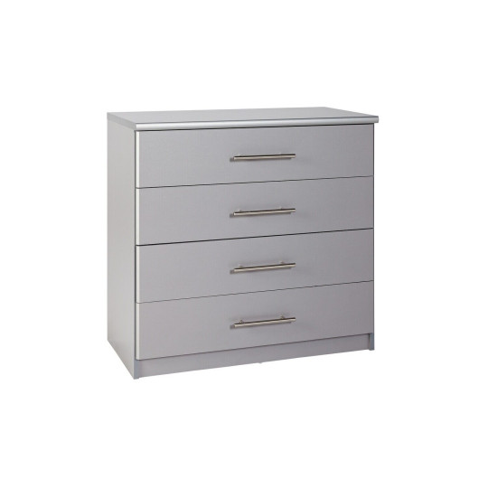 Home Normandy 4 Drawer Chest Grey | Bedroom Storage Organiser Furniture Dresser