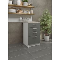 Kitchen Base Drawer Unit 500mm Cabinet & Fronts 50cm - Grey Matt With Worktop