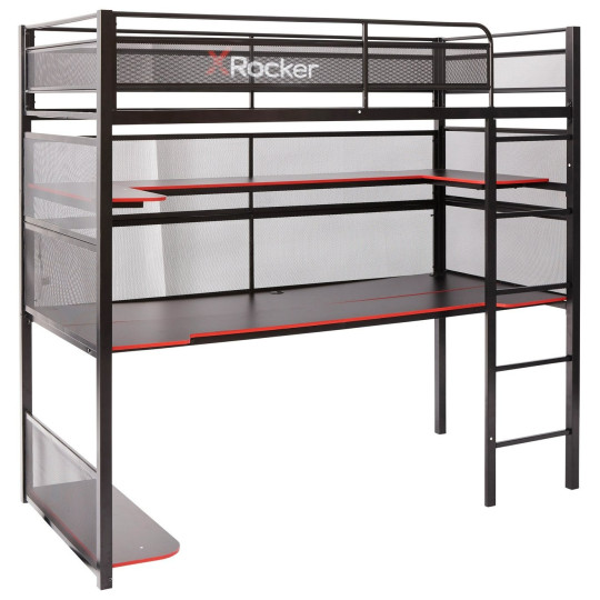 X Rocker Battle High Sleeper Gaming with XL Gaming Desk | Modern Teen Interior