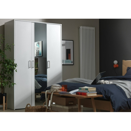 Home Oslo 3 Door Mirror Wardrobe - White | Triple wardrobe white finish