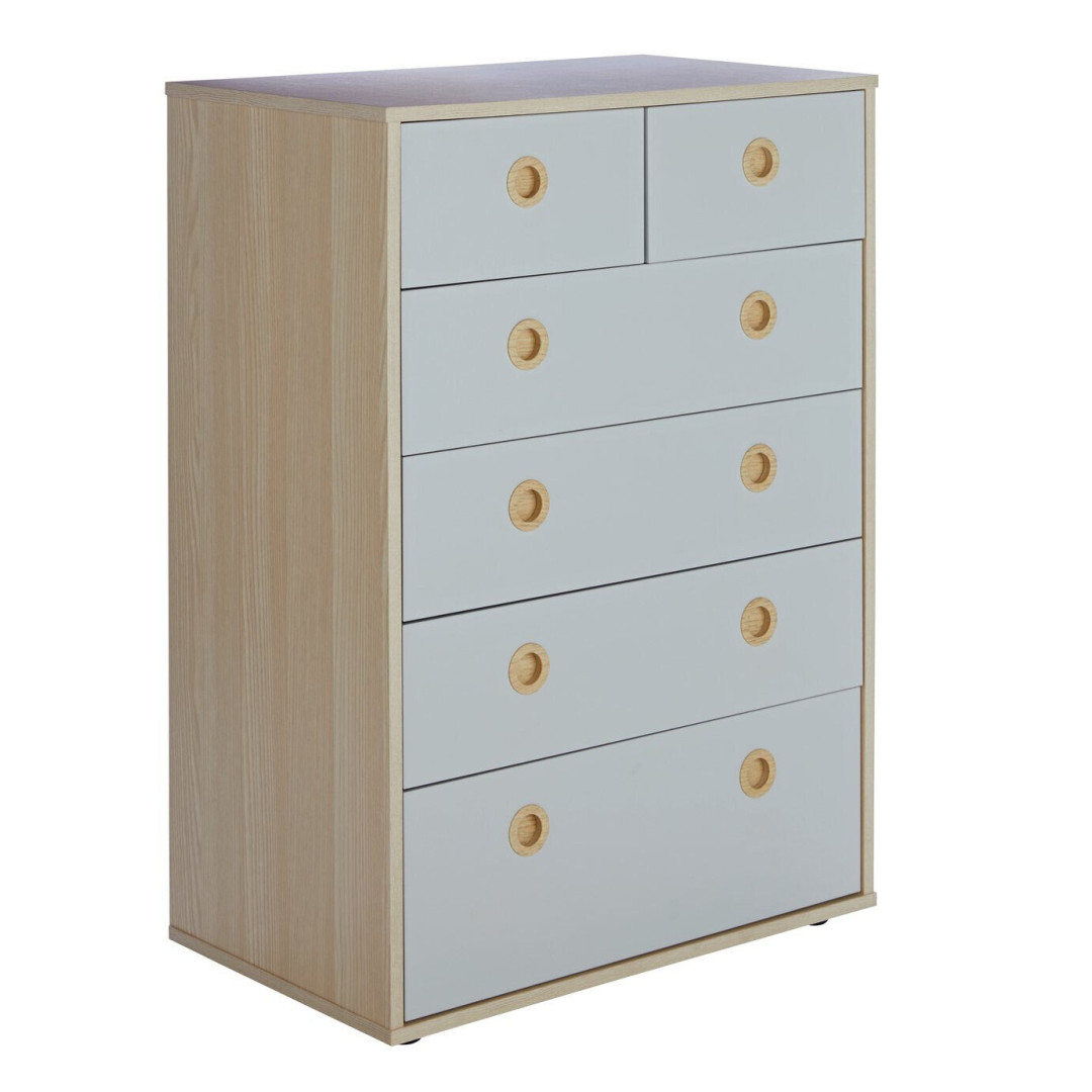 Kids Camden 4+2 Chest of Drawers - Grey & Acacia
