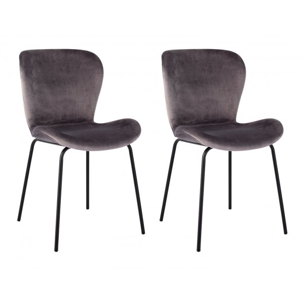 Etta Pair of Velvet Dining Chair - Grey