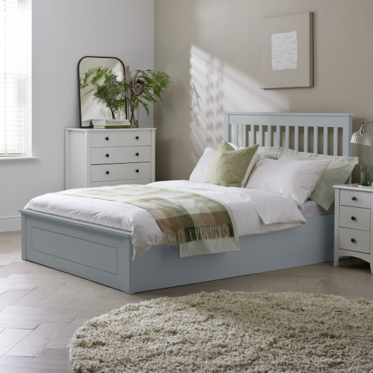 Aspley Kingsize Wooden End Lift Ottoman Bed- Grey |Space Saving Sleep Solution