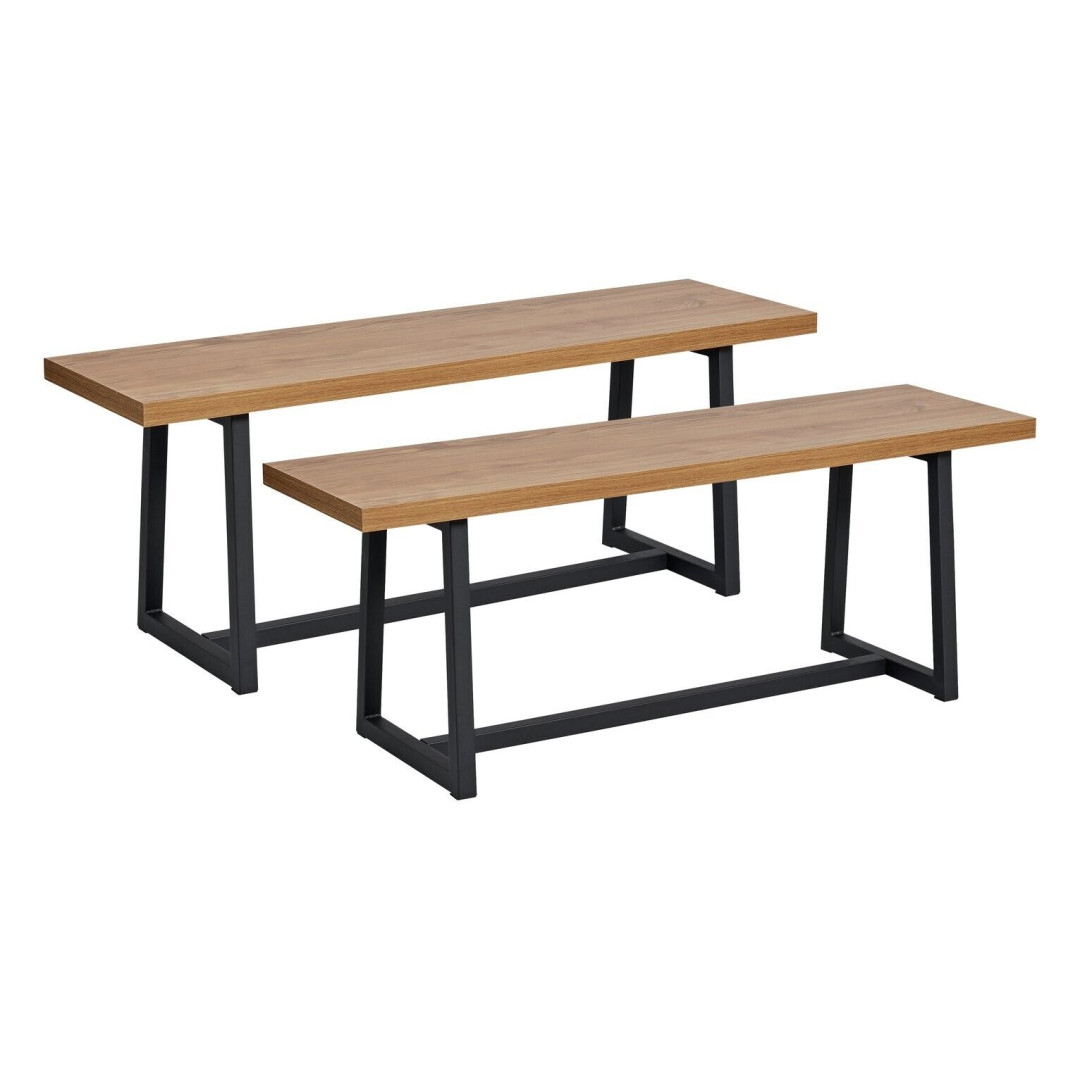 Nomad Pair of Dining Benches - Oak Effect