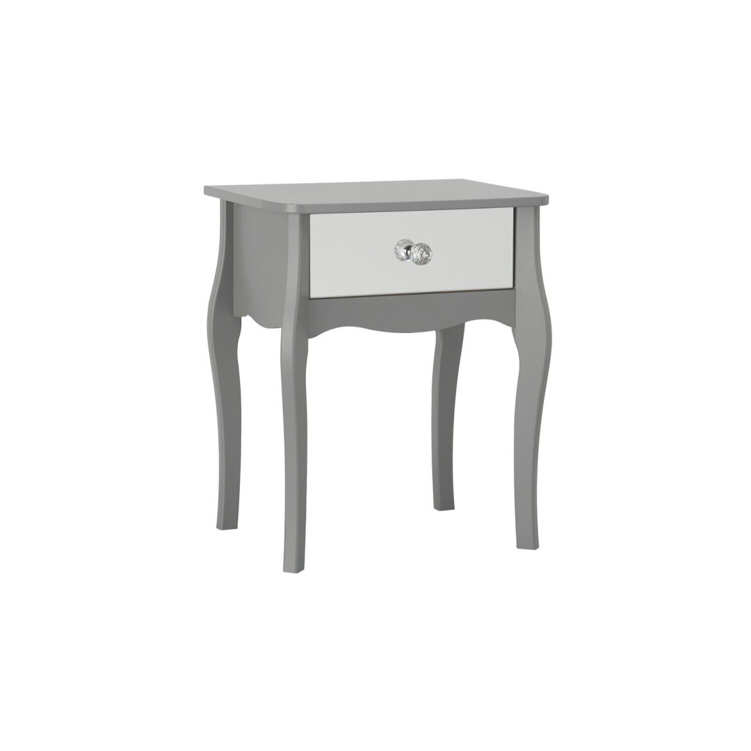 Amelie 1 Drawer Mirrored Bedside Table - Grey
