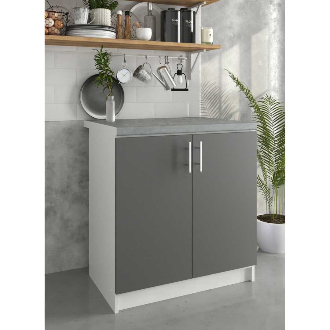 JD Greta Kitchen 800mm Base Cabinet (Dark Grey / Grey / White) Matt or Gloss