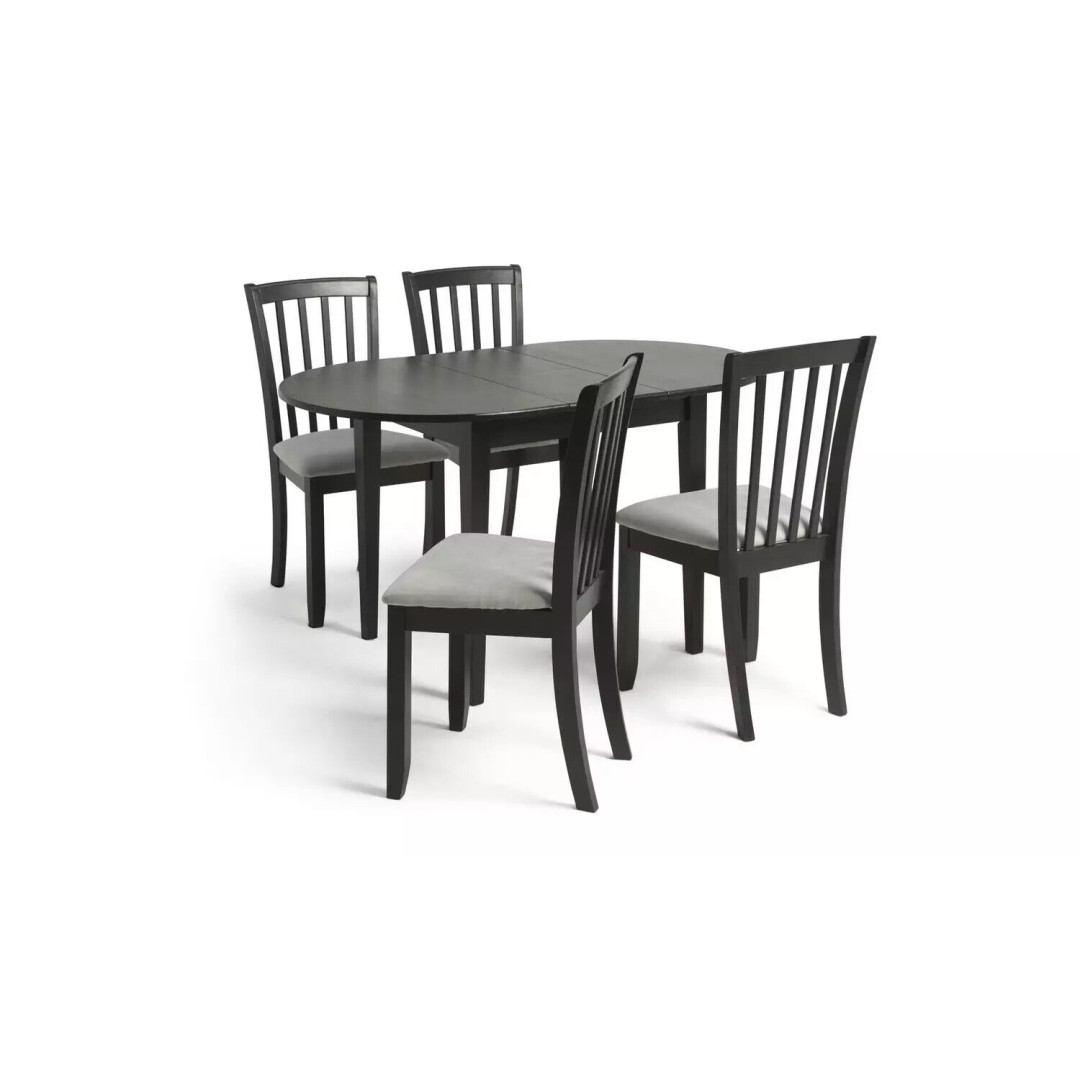 Banbury Wood Extending Table & 4 Black Chairs
