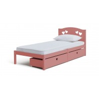 Mia Single Bed Frame With 2 Drawers - Pink
