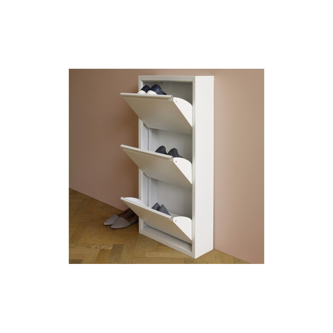 Daxton 3 Shelf Metal Shoe Storage - White