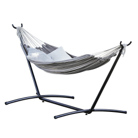 Hammock with Metal Stand - White & Grey Hammock with Metal Stand - White & Grey