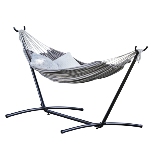 Hammock with Metal Stand - White & Grey