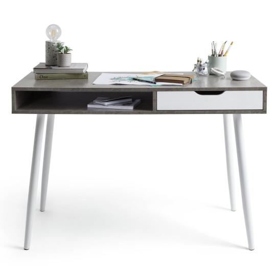 Habitat Concrete Style Office Desk - Grey | Sturdy Workstation for Home Office