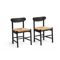 Hanna Pair of Wood Dining Chairs - Black