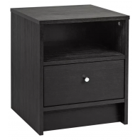 Malibu 1 Drawer Bedside Table - Black Oak Effect