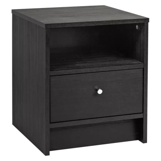 Malibu 1 Drawer Bedside Table - Black Oak Effect