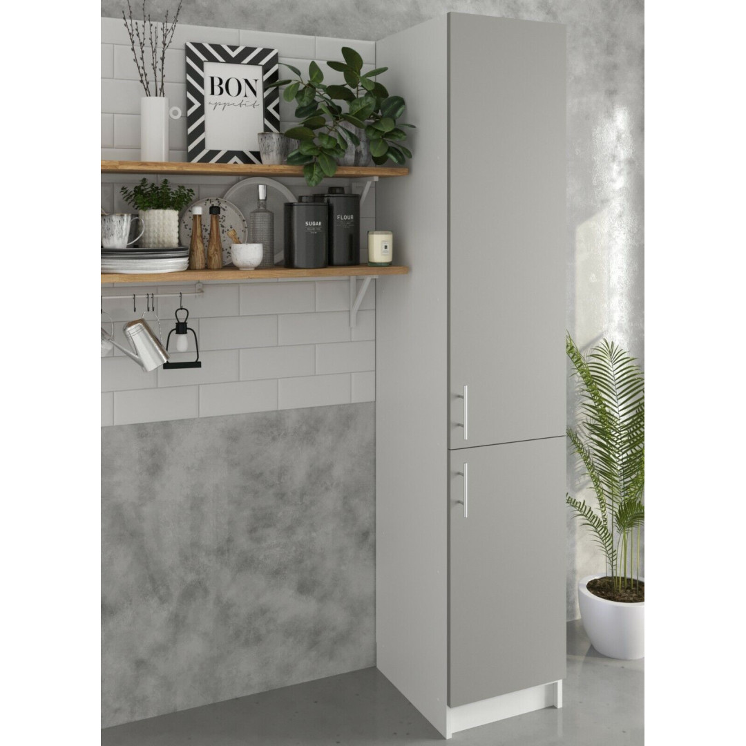 Kitchen Tall Base Cabinet 400mm Cupboard - Grey Matt