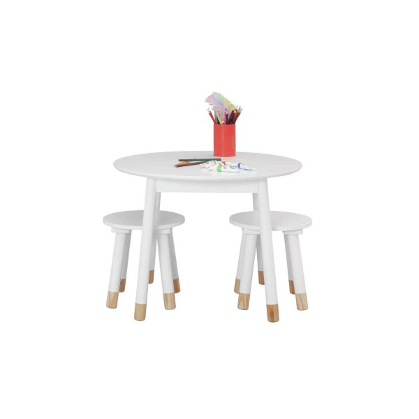 Skandi Kids Play Table & 2 Chairs - White & Acacia