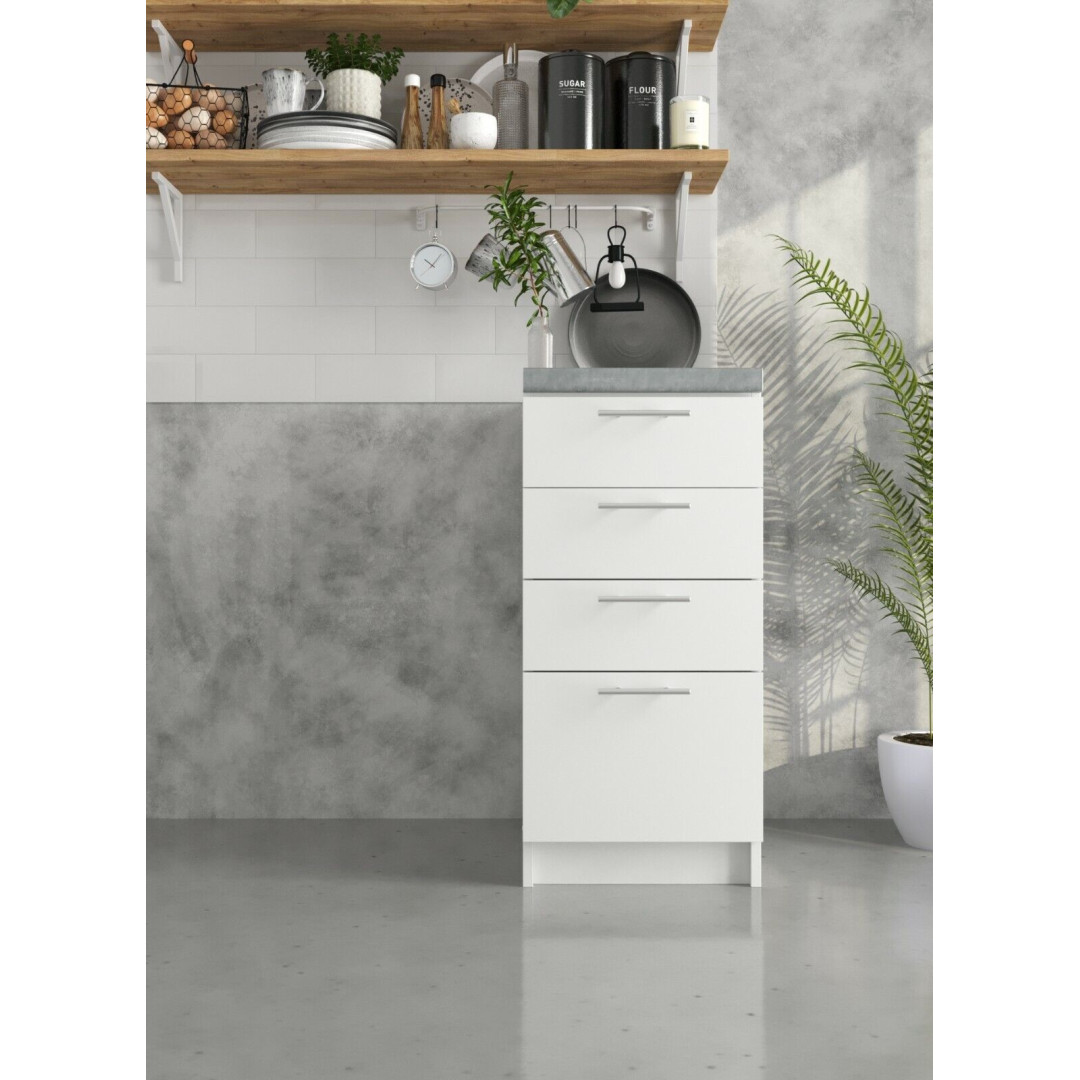 JD Greta Kitchen 400mm Base Drawer Cabinet - White