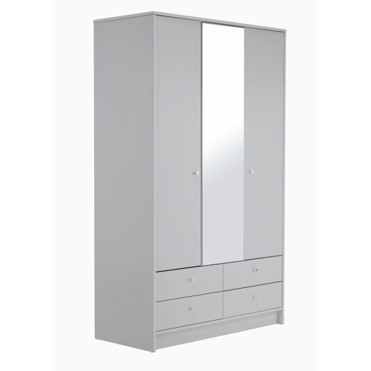 Malibu 3 Door 4 Drawer Mirror Wardrobe - Grey ( B Grade 47161 - 47170 )