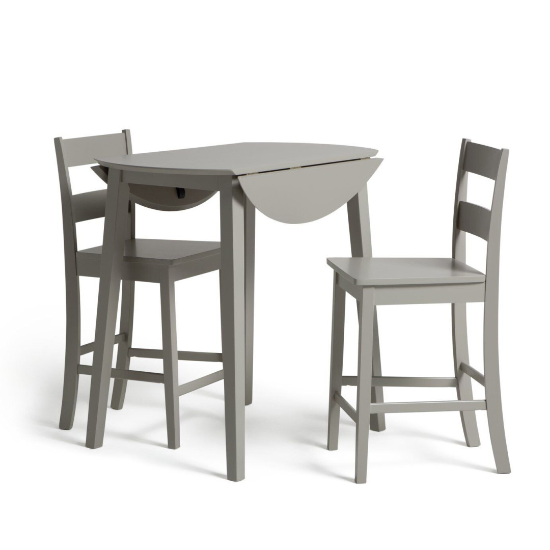 Chicago Extending Bar Table & 2 Stools - Grey