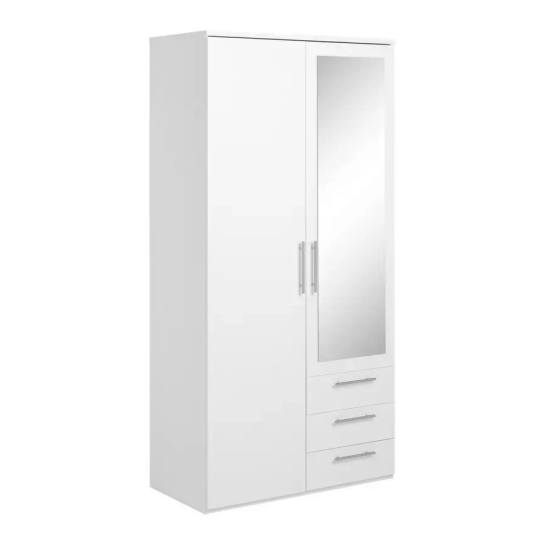 Home Brisbane 2 Door 3 Drawer Mirror Wardrobe - White ( B Grade )