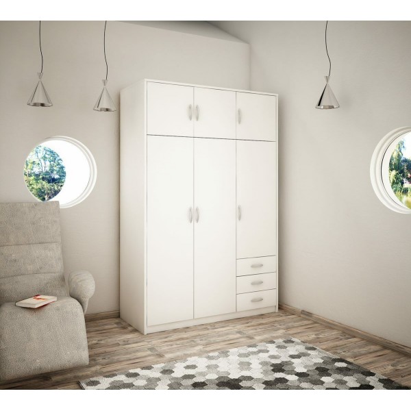 Wiktoria 3 Door 3 Drawer 3 Cupboard Wardrobe - White