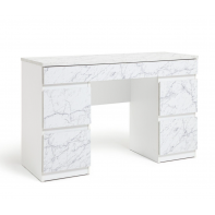 Jenson 6 Drawers Marble Dressing Table - White