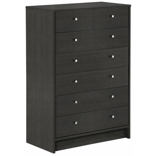 Malibu Modern 7 Drawer Chest Of Drawers Storage Cabinet - Black Oak Effect